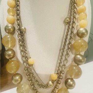 Talbots Vintage Gold and Cream Multi-Strand Statement Necklace.